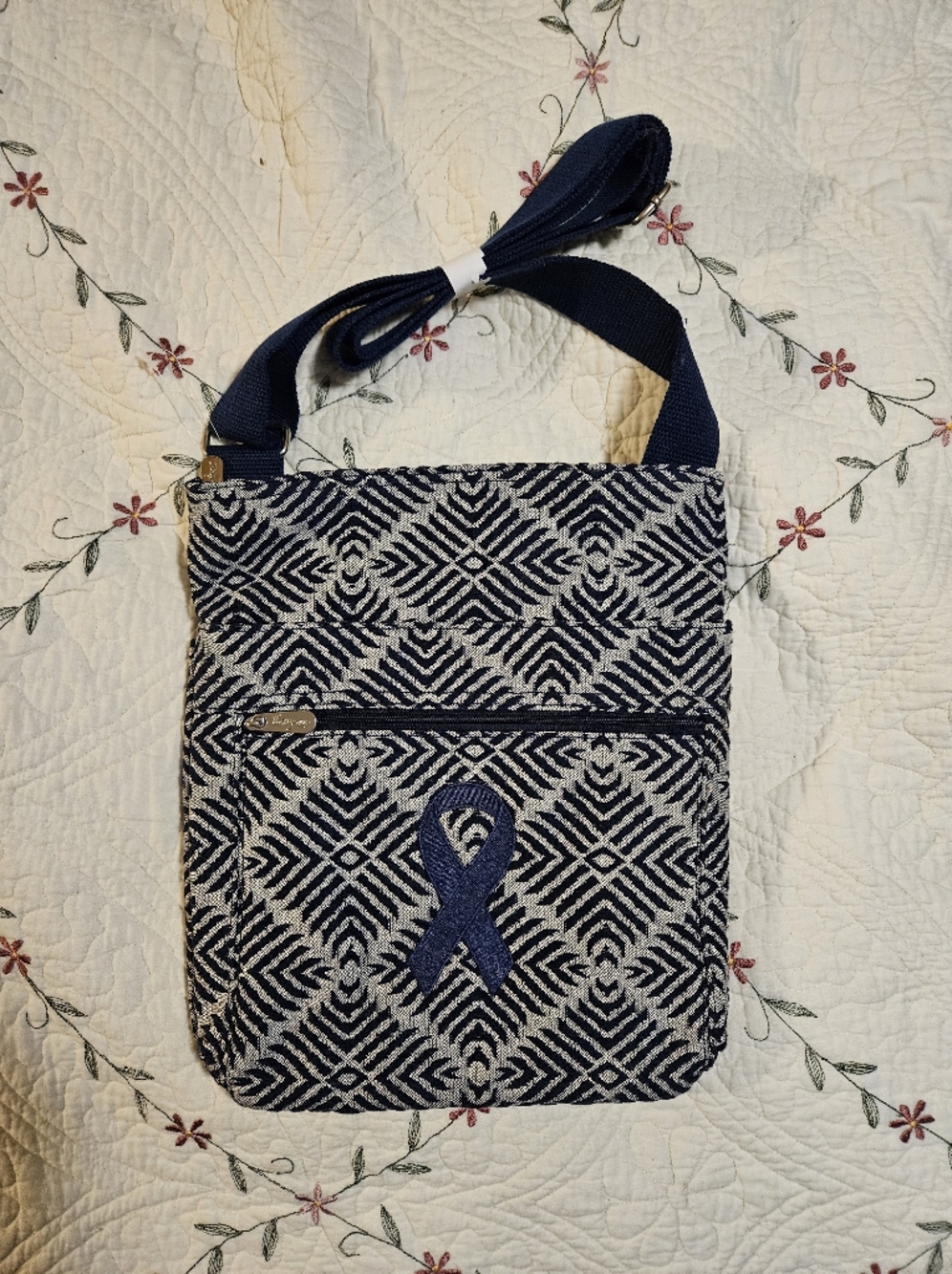 Thirty One Navy Blue Patterned Crossbody Bag